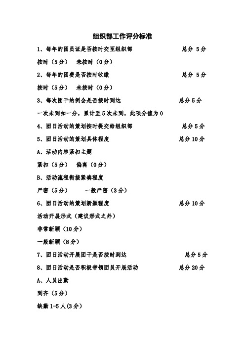组织工作评分标准