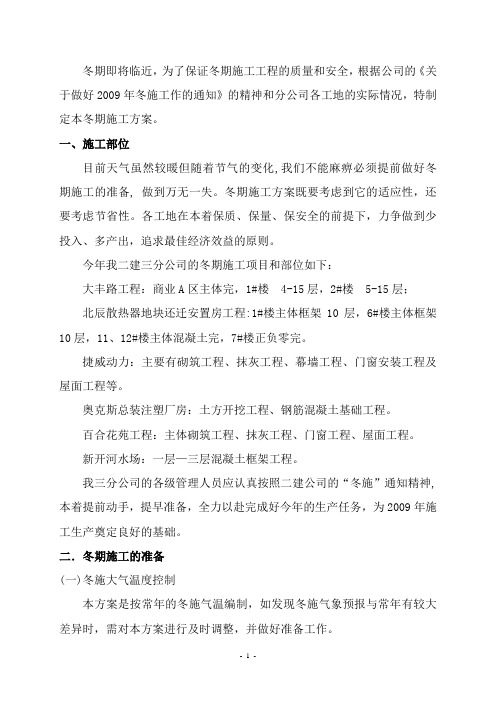 2009年冬季施工方案