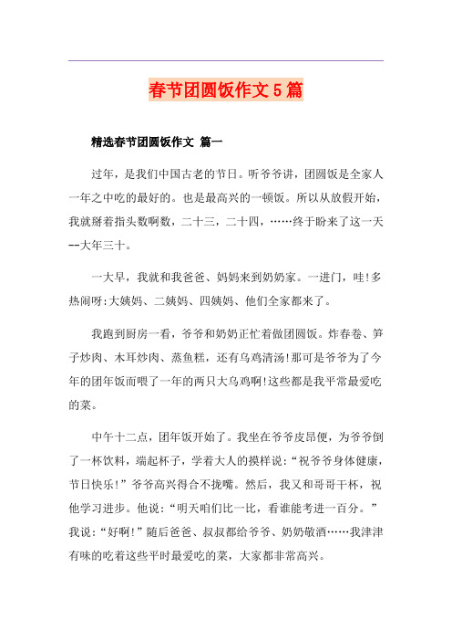 春节团圆饭作文5篇