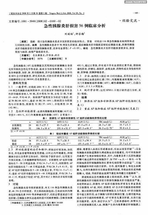 急性胰腺炎肝损害56例临床分析