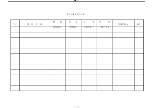 资料档案领用登记表