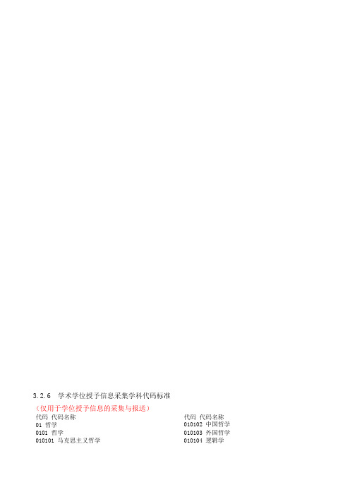 学术学位授予信息采集学科代码标准