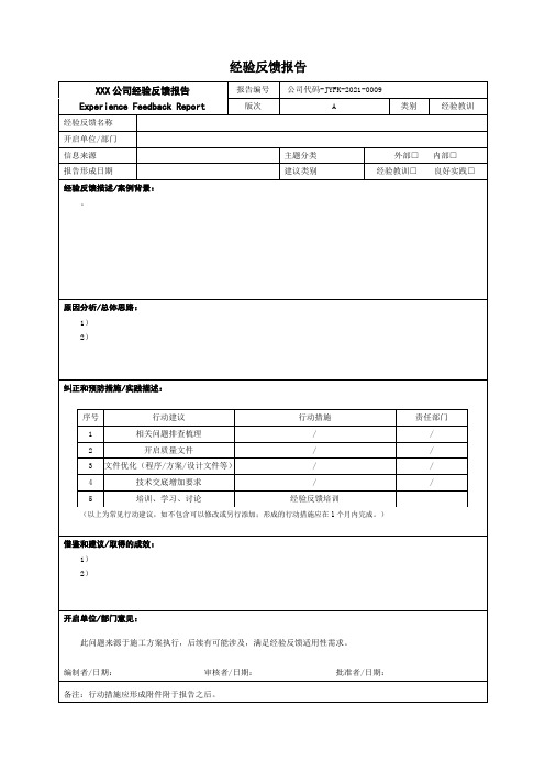 经验反馈报告-模板
