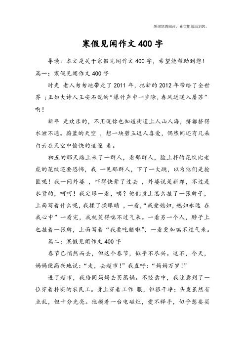 寒假见闻作文400字