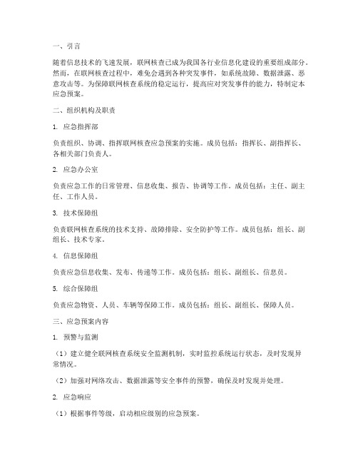 联网核查应急预案建议