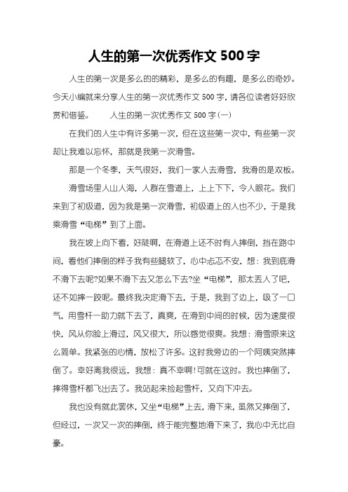 人生的第一次优秀作文500字