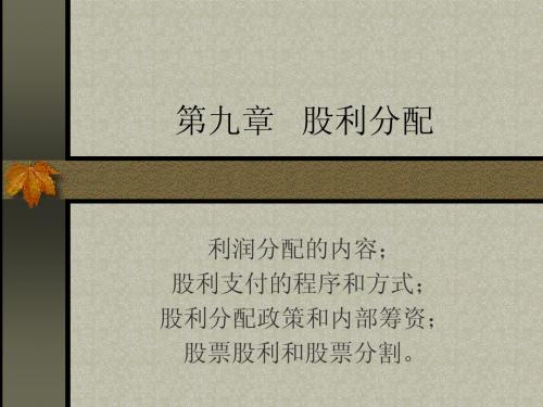 第九章   股利分配