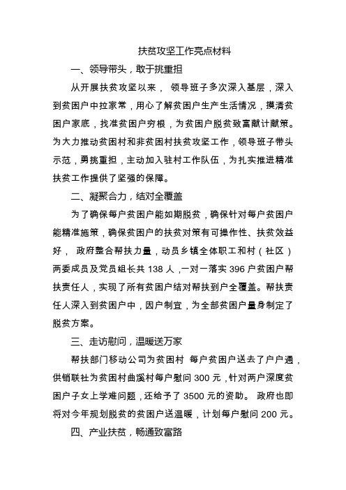 扶贫攻坚工作亮点材料