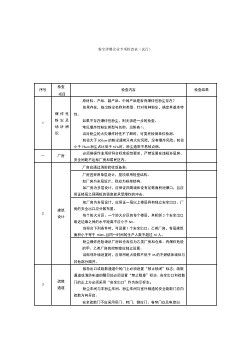 (完整版)粉尘涉爆企业检查表