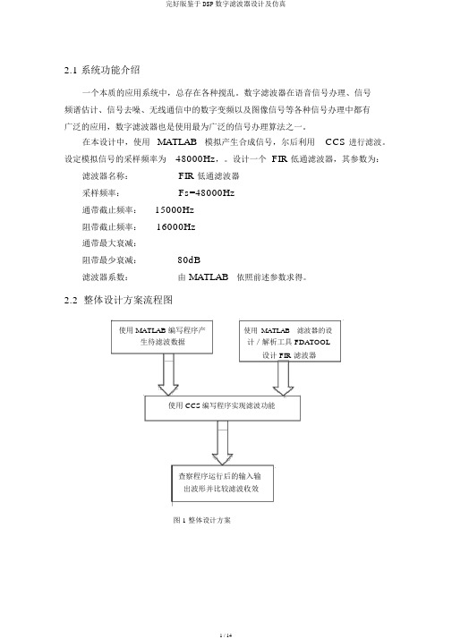 完整版基于DSP数字滤波器设计及仿真