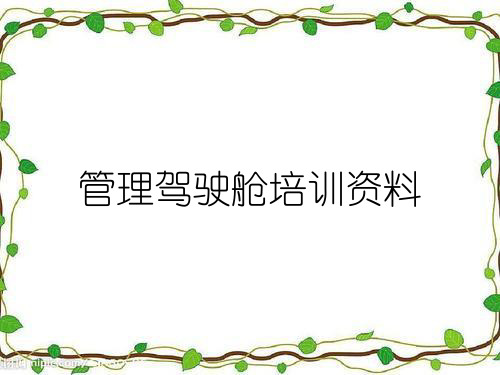 管理驾驶舱培训资料