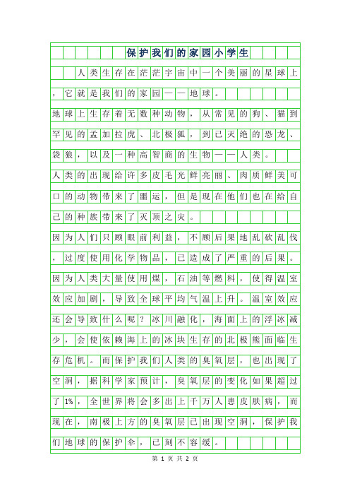 2019年保护我们的家园小学生500字作文