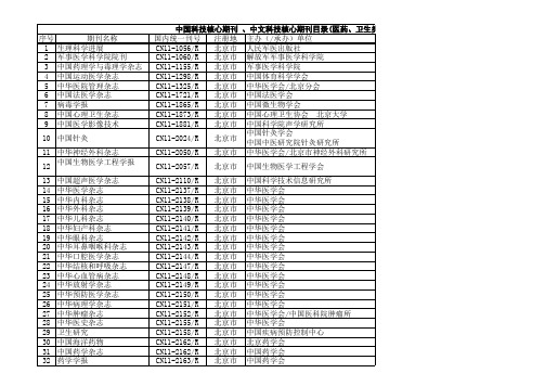 中国科技核心期刊_、中文科技核心期刊目录(医药、卫生类)