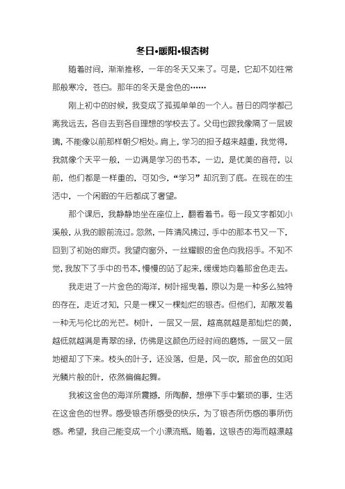 六年级作文：冬日·暖阳·银杏树作文600字