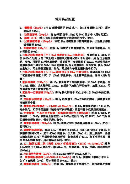 常用药品的配置