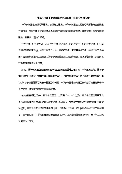 神华宁煤王俭加强组织建设 打造企业形象