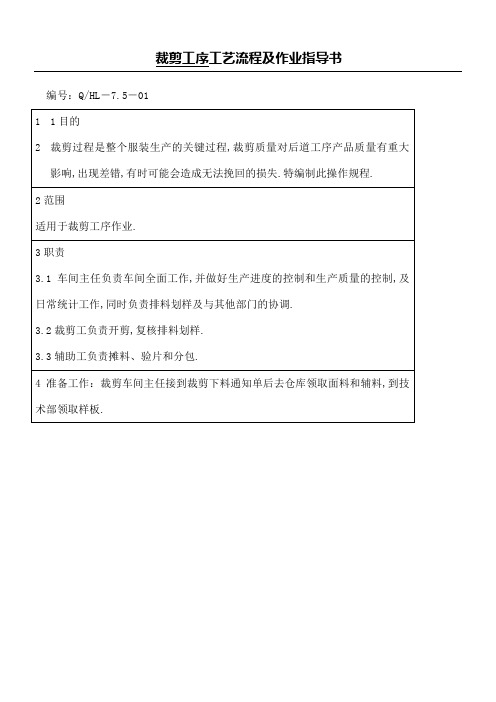服装厂工艺操作规范及作业指导手册