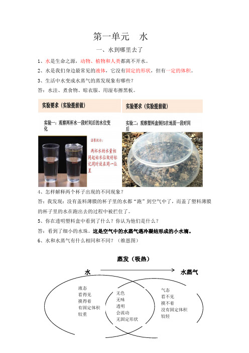 三年级科学考试知识点