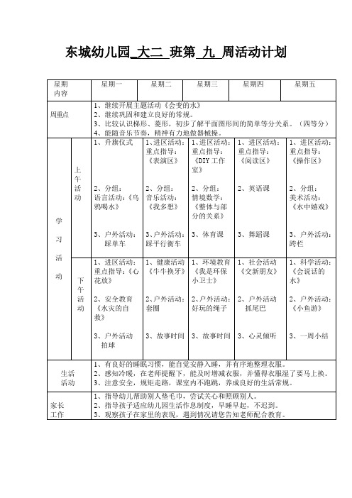 大二班 第9周 周计划