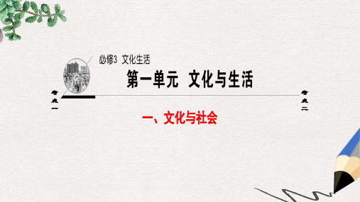 浙江学考2018高三政治一轮复习第1单元文化与生活一文化与社会课件新人教版必修3