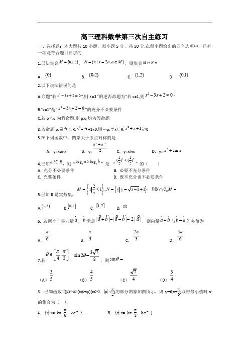 山东省乳山市第一中学2015届高三11月第三次自主练习数学(理)试题 Word版含答案