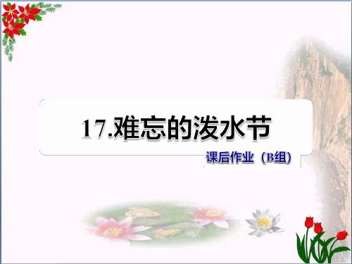 第7课 难忘的泼水节 课后作业(B组)人教(部编版) PPT 优秀课件