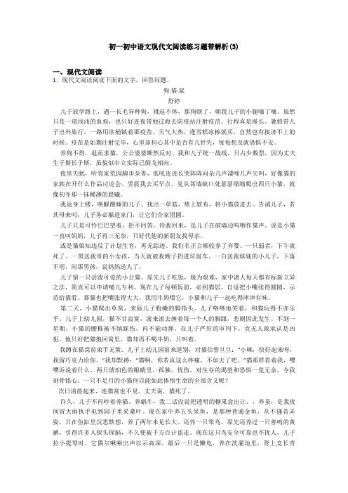 初一初中语文现代文阅读练习题带解析(3)
