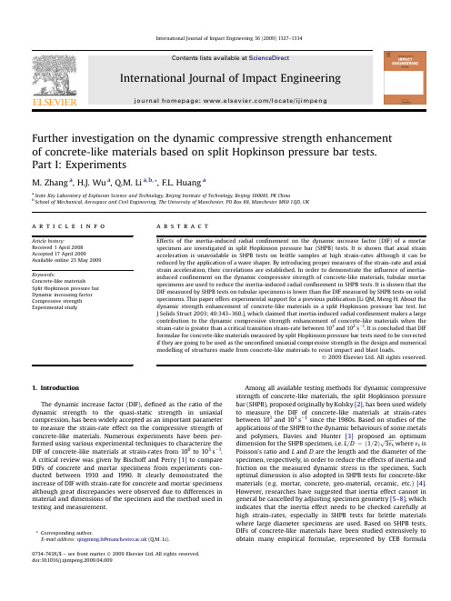 Further investigation on the dynamic compressive strength enhancement of concrete like materials