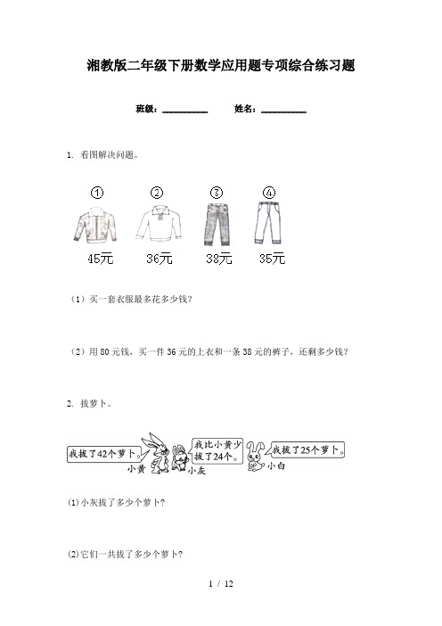 湘教版二年级下册数学应用题专项综合练习题
