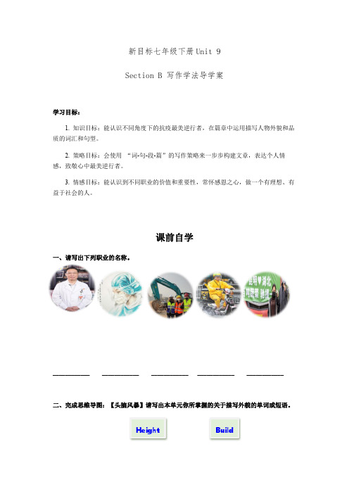 人教版七年级英语下册 Unit 9 单元写作学法指导课  导学案设计 (无答案)