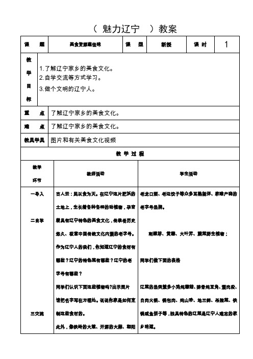 四年级上(魅力辽宁)教案7
