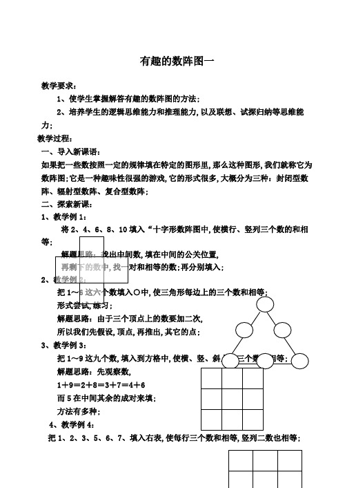 奥数有趣的数阵图