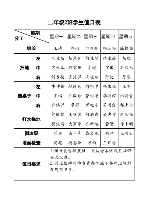 值日表