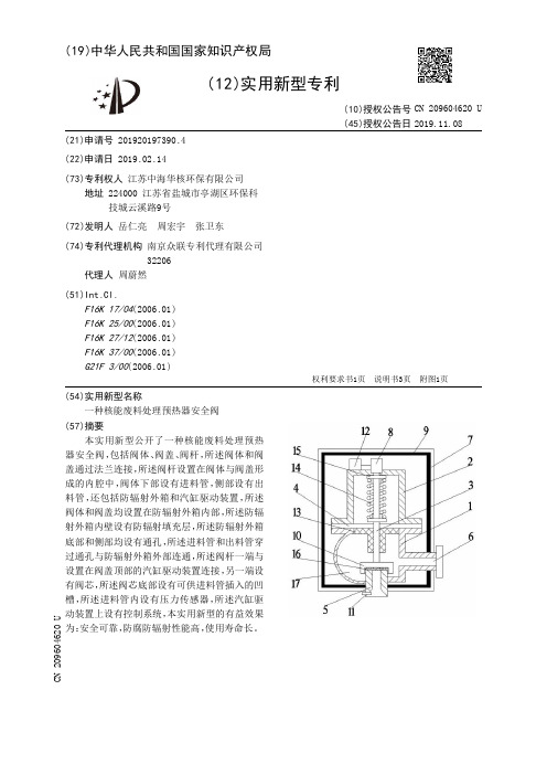 【CN209604620U】一种核能废料处理预热器安全阀【专利】