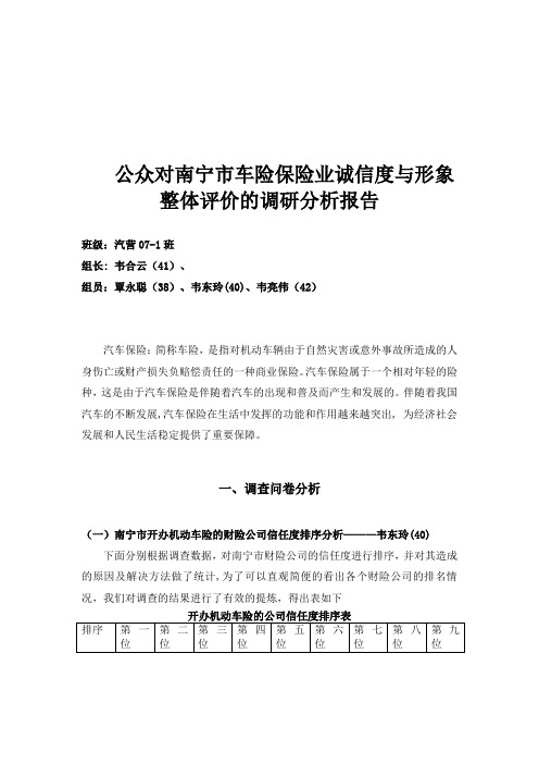 汽车保险调查问卷分析