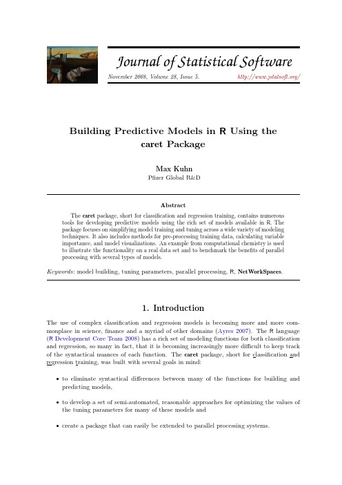 Building Predictive Models in R Using the caret package