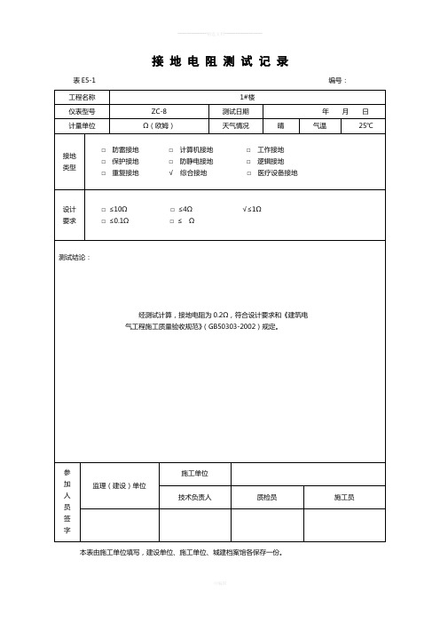 1#接-地-电-阻-测-试、电气绝缘电阻测试记录