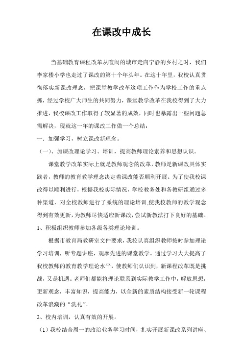 大别山真情学校十年课改总结