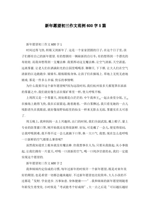 新年愿望初三作文范例600字5篇