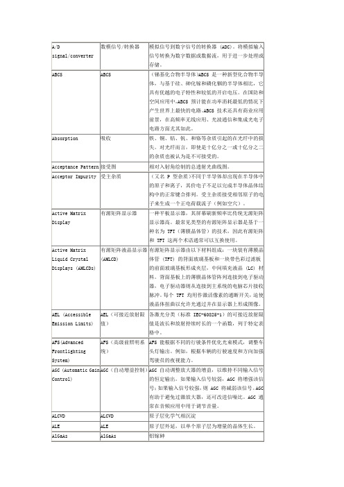 光电产业技术术语大全