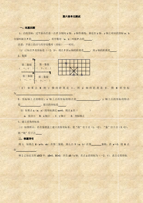 数学：第六章《平面直角坐标系》单元测试(人教版七年级下)