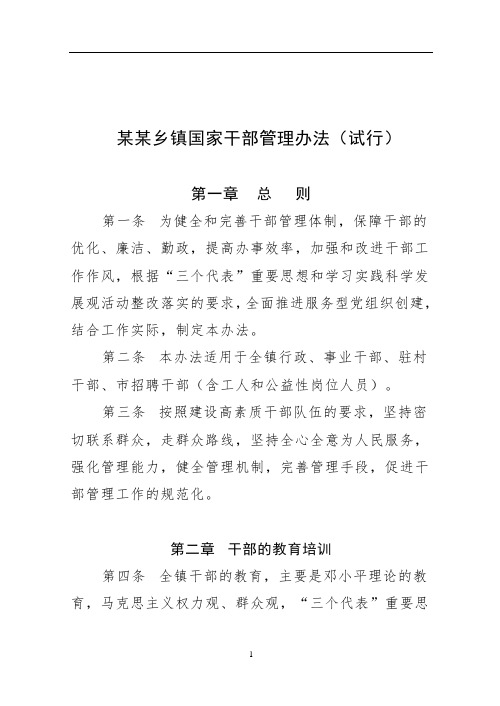 某某乡镇干部管理办法