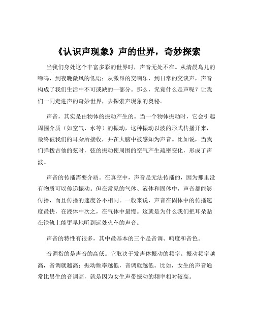 《认识声现象》声的世界,奇妙探索