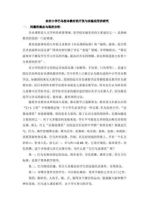 农村小学巴乌校本教材的开发与实验应用的研究