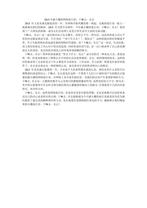 2013年最火爆的网络流行语：干嘛去,乐去