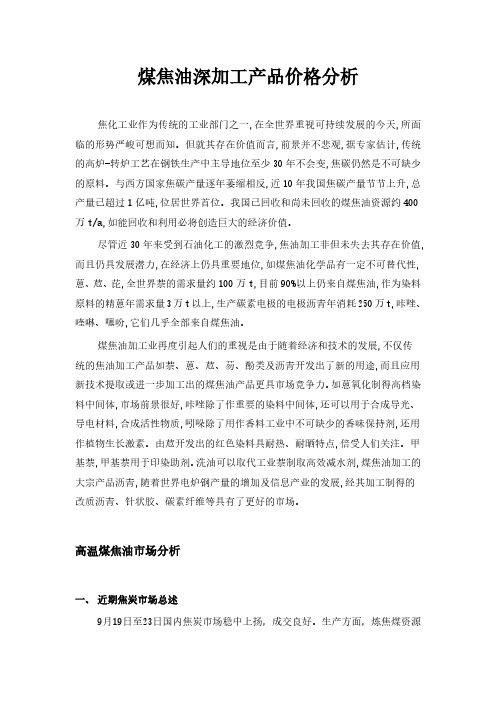 煤焦油深加工产品市场分析