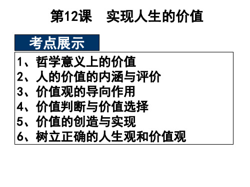 第十二课 实现人生的价值  二轮复习