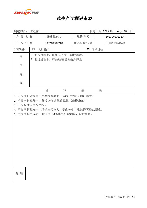 47试生产过程评审表