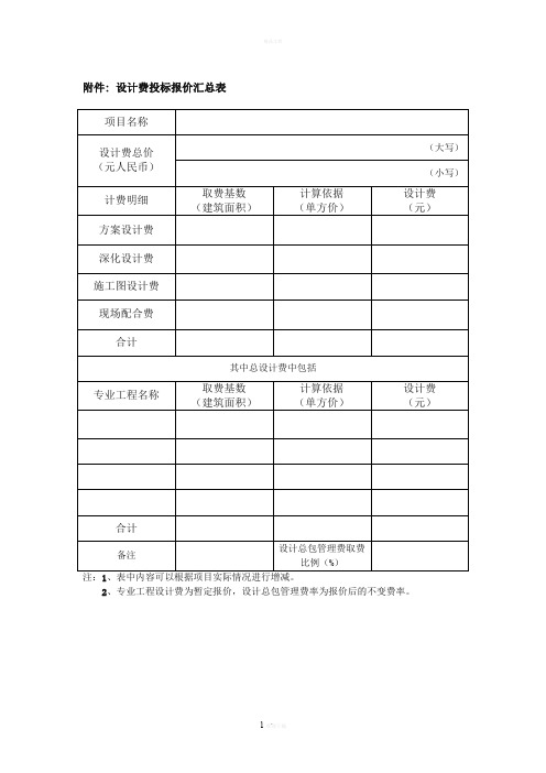 设计报价模板
