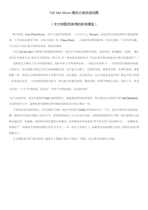 Tell Me More精讲之填字游戏篇